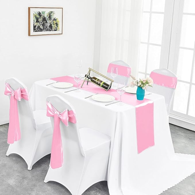 15-Pack Pink Satin Table Runner 12 x 108 Inch Long Fuchsia Bright and Smooth - Image 4