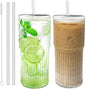 Luiaiog Glass Cups with Lids and Glass Straws, Mason Jar Cups High Borosilicate by Luiaiog