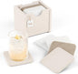 Fluxynara Felt Coasters with Holder, Stone Beige | Square Felt Coasters by FLUXYNARA