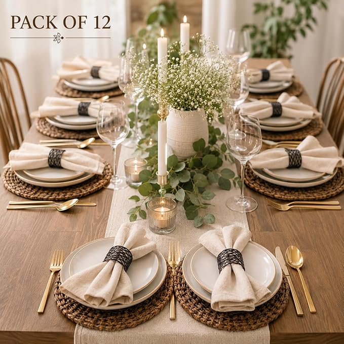 ALPHA Living HOME Napkin Rings Set 12 of Premium 100% Metal, Rust-Resistant - Image 8