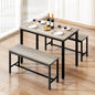 Rovibek Dining Room Table Chairs Set for 4, Modern Space Saving Kitchen Table with 2 Benches & Adjustable Feet Breakfast Table, Farmhouse Wooden Industrial Style, 43", Grey