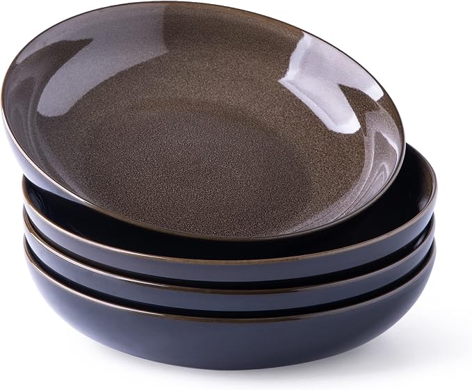 LERATIO 9.0" Ceramic Pasta Bowls Set of 4, 38oz Large Stoneware Bowls Set | by LeRatio