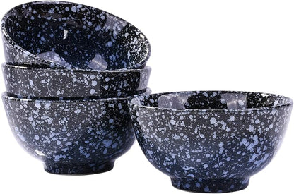 Japanese Bowl Set of 4 Ceramic Rice Bowls 4.5 Inch Speckled Glaze Snack Bowls by Cerficer