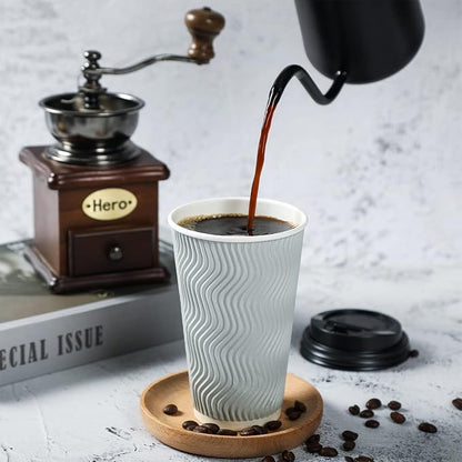 MUCHII 16 oz Coffee Cups, Lids and Straws Included, Hot Cold Beverage, Party - Image 2