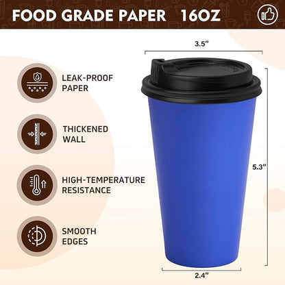 YEEHAW 16 oz Coffee Cups with Lids, 100 Pack | Heat & leak-proof paper - Image 2