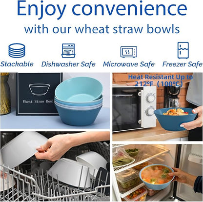 32 Ounce Cereal Bowls, Unbreakable Wheat Straw Fiber Bowl, Lightweight Kitchen - Image 4