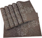 Gugrida Luxury Coffee Placemats Set of 6 Crossweave Woven Vinyl Placemat for Dining Table Heat Resistant Non-Slip Kitchen Table Mats Easy to Clean