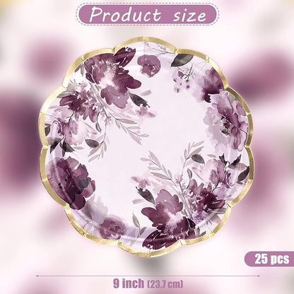 WRAPAHOLIC 25Pcs Floral Paper Plates - Image 2
