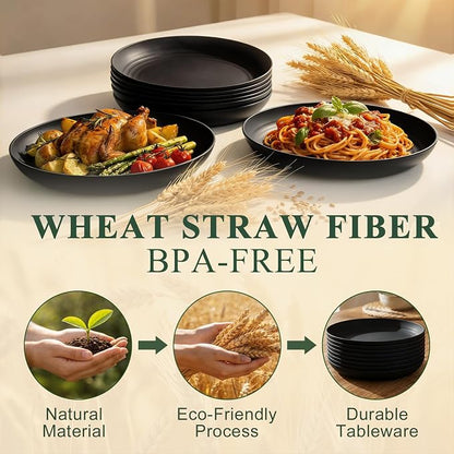 Dinner Plates Set 10 Inch, Unbreakable Wheat Straw Plates 8 PCS, Alternatives - Image 3