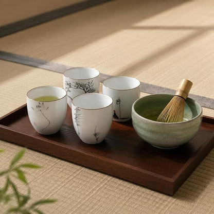 I-MART 4 Pcs Japanese Tea Cup Set, Chinese Style Ceramic Kung Fu Cups - Image 5