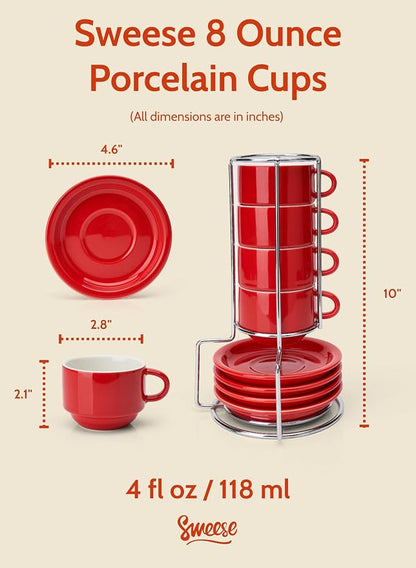 Sweese 8 Ounce Porcelain Stackable Cappuccino Cups - Image 2