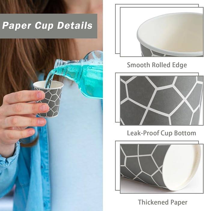 600 Pack 3oz Bathroom Paper Cups, Disposable Dixie Mini Cups | Leak-Proof - Image 3