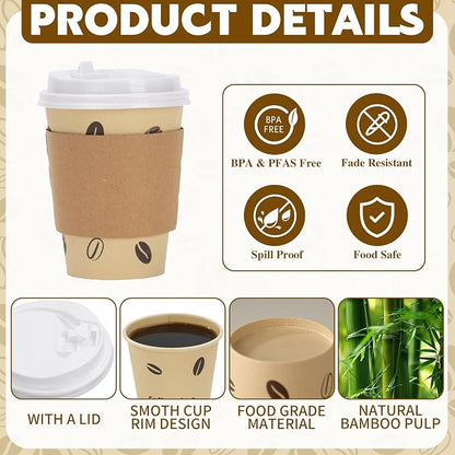 25 Pack 12 oz Disposable Cups Paper Coffee Cups - Image 3