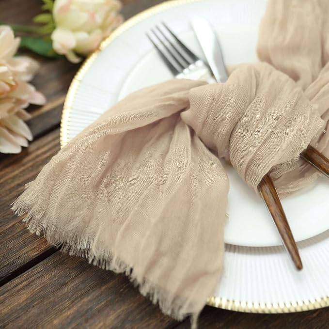 Efavormart 5 Pack 24"x19" Beige Matte Gauze Cheesecloth Napkins, Sandy Cotton - Image 6
