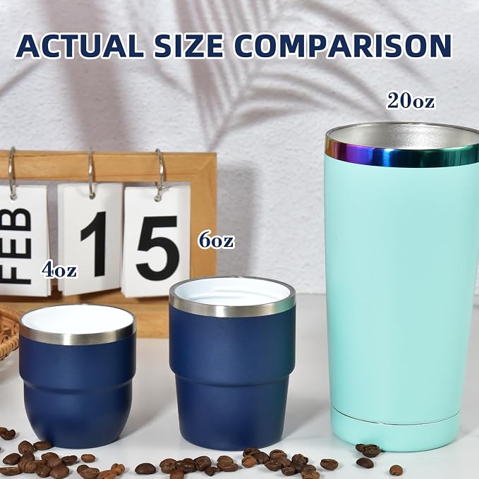 CHLJAR Espresso Cups, 6oz Insulated Espresso Cup Set of 8, Espresso Shot Cups - Image 3