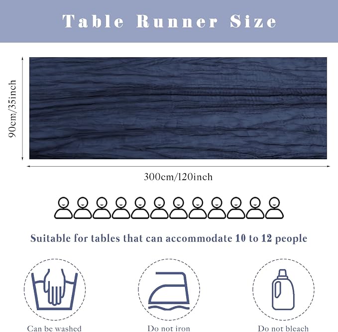 Navy Blue 10FT Cheesecloth Table Runner Gauze Fabric Runner - Image 3