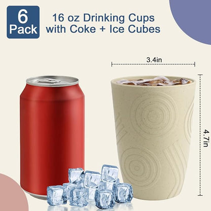 Wheat Straw Cups 6 PCS - 16 OZ Cup Set - Image 3
