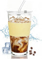 Birity 16oz Glass Cups with Lids and Straws, Glass tumbler With Straw and by 24ozRibbedGlassCup
