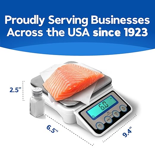 Penn Scale PS-10 Digital Kitchen Portion Scale - 11lb Electric Kitchen Scale with 0.002lb Readability - Removable Platter & LCD Display - Lb, Oz, G Unit Conversion (AC & Battery Powered)