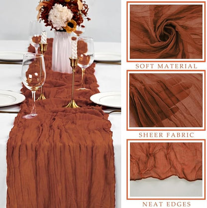 6 Pcs Cheesecloth Table Runner 10FT Terracotta Runner - Image 2