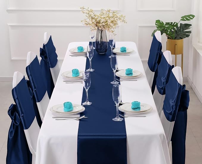 Horbaunal 24 Pack Navy Blue Satin Table Runner 12 x 108 Inch | Smooth Table - Image 2