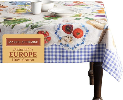 Maison d' Hermine Table Cloth Rectangle Table 100% Cotton 54 x 72 Inches Tablecloth Reusable Decorative for Dining Room Farmhouse Home Valentines Day Decorations Spring Summer - Gourmand