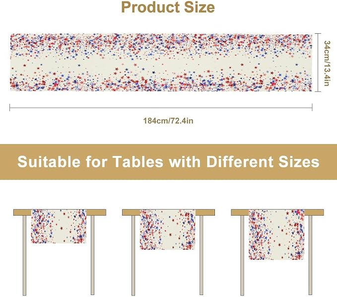Independence Day Table Runner, 4th of July Red Blue Stars American President - Image 8