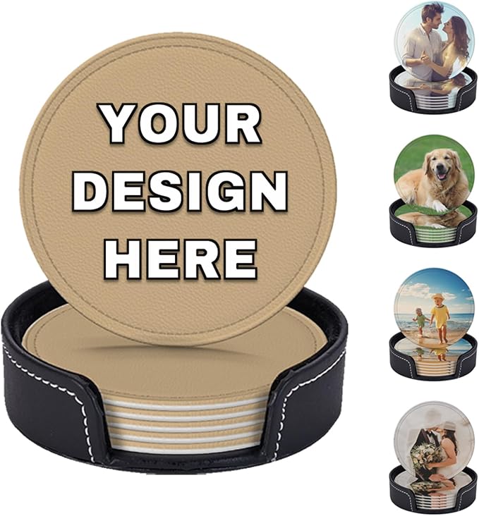 Customized Coasters for Drinks Leather Drink Coaster by YHPHRTA