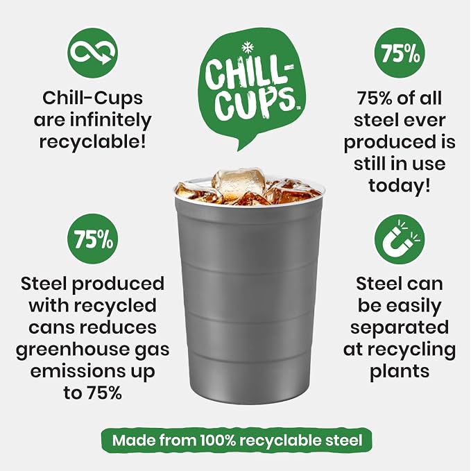 Steel Chill Cups 16 oz. Durable & Reusable Party Cups - Image 4