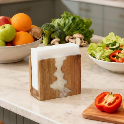 Acacia Wood Napkin Holder for table, Handmade Epoxy Resin Tissue Box Holder - Image 7