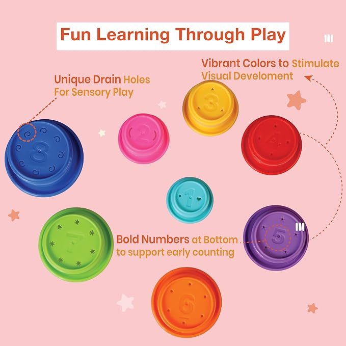 Colorful Stacking Cups for Babies and Toddlers, Montessori Play, Early Learning - Image 4
