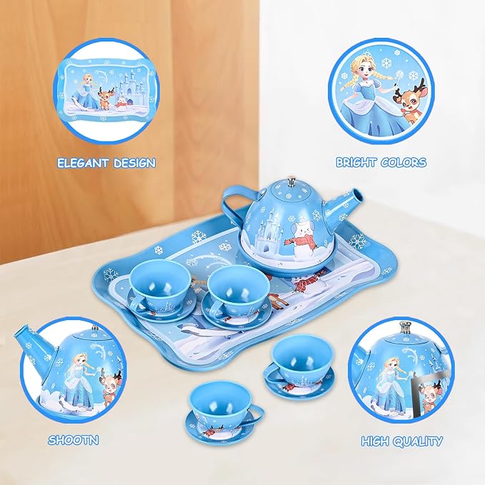 Tea Party Set for Little Girls, Pretend Tin Teapot Set - Image 6