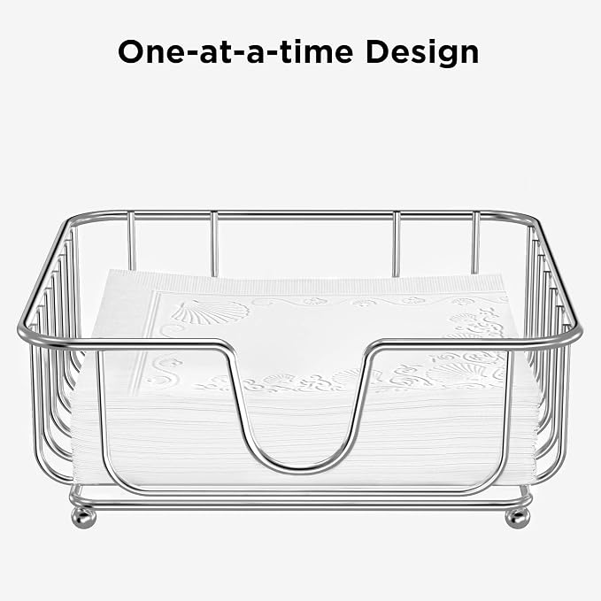 Napkin Holder for Table, Napkin Holders for Paper Napkins, Flat Metal Black - Image 3