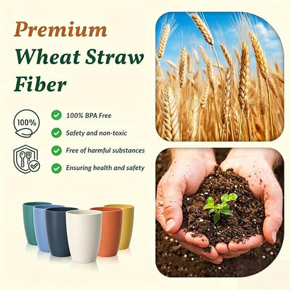 Homienly Water Cups Wheat Straw Drinking Glasses Cups 12oz Unbreakable Cups - Image 4