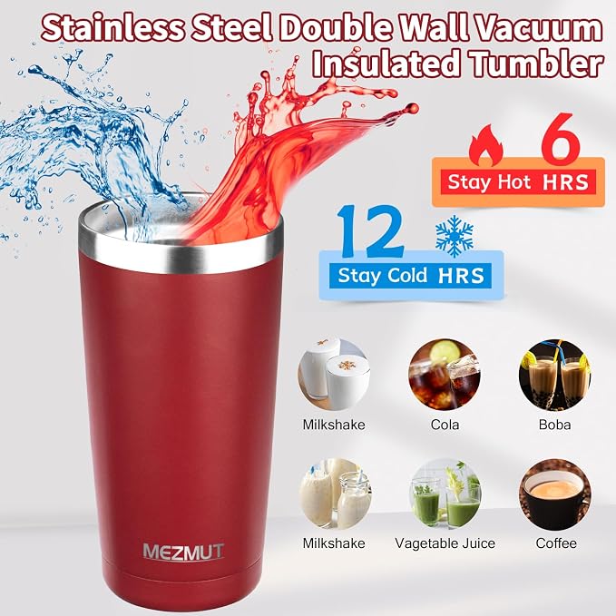 MEZMUT 20oz Insulated Tumbler Cup Travel Coffee Mug - Image 2