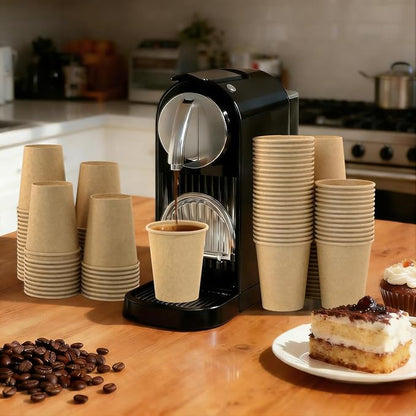 8 oz 100 Pack Disposable Coffee Cups, Bulk Brown Disposable Paper Cups - Image 2