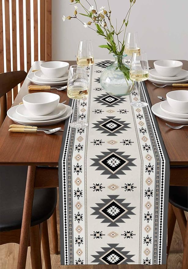 Boho Table Runners 70 Inches Long, Abstract Southwestern Kitchen Dining Tables - Image 2