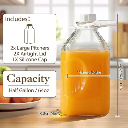 CUCUMI 2 Pack 64 Oz Glass Milk Bottle - Image 3