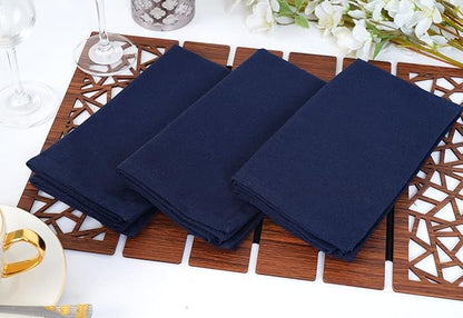Blue Needles Solid Cloth Napkins Set of 12 Navy Blue 100% Cotton Dinner Napkins 18x18 inches - Soft, Reusable, Absorbent & Washable Linen, Ideal for Wedding Events, Parties & Everyday Use