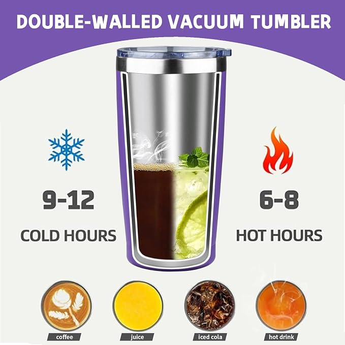 20 oz Tumbler with Lids and Straws, Stainless Steel Insulated Coffee Tumbler - Image 3