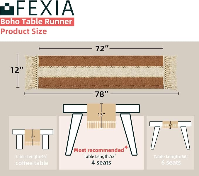 Boho Table Runner Rustic for Fall Home Decor - Image 2