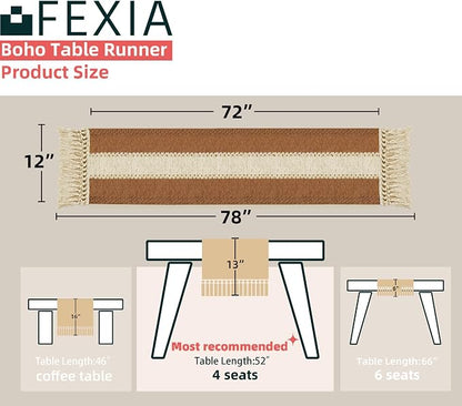 Boho Table Runner Rustic for Fall Home Decor - Image 2