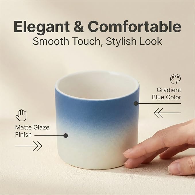 Ceramic Espresso Cups Small Modern Coffee Cup Thick Walled, Handleless - Image 3