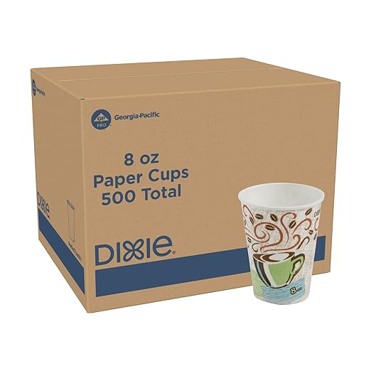 Dixie PerfecTouch 8 oz Paper Coffee Cups By GP PRO, Coffee Haze Design by Georgia-Pacific