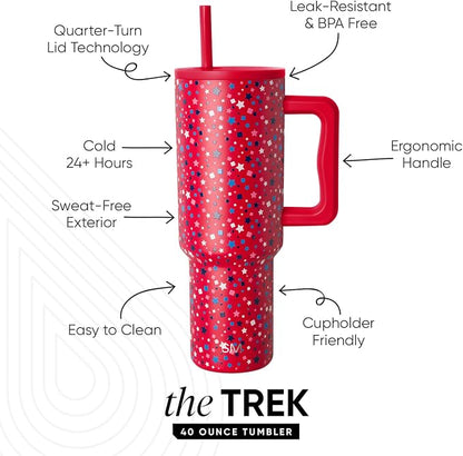 Simple Modern Tumbler with Handle and Straw | 40oz | Stars | Trek Tumbler - Image 2