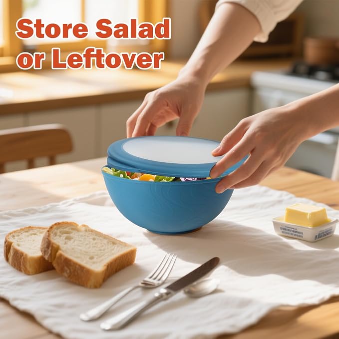 40oz wheat straw bowls with lids set of 4, cereal bowls with covers anti-leaking - Image 5