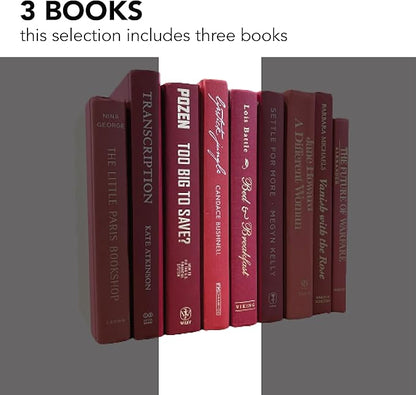 Real Books by Color® (Set of 3, Red) Decorative Bookshelf Home Decor Shelf Styling Photo Prop