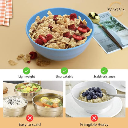 Wheat Straw Bowls Set 60 OZ Unbreakable Large Cereal Set of 6 - Image 5