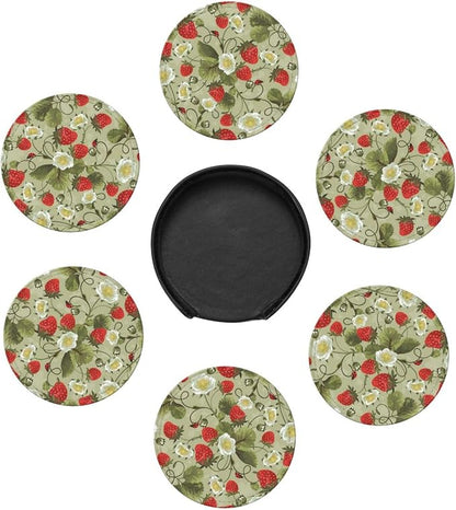6 Pcs Strawberry Ladybug Leather Coasters - Image 7