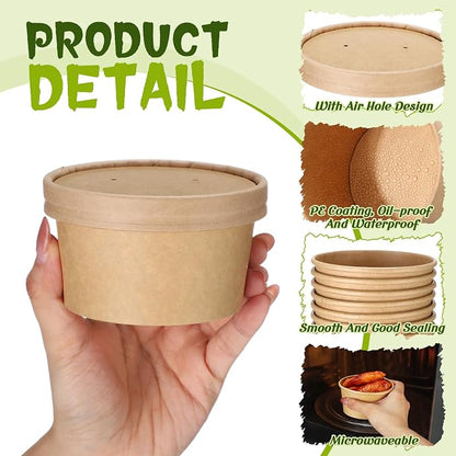 Fulmoon 100 Pack Paper Soup Containers - Image 3